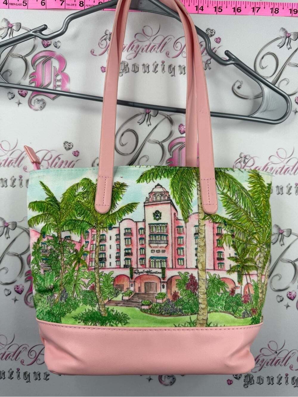 THE ROYAL HAWAIIAN hotel bag rare Tropical Pink Palm-Print Tote Bag souvenir